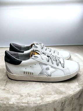 🆕 Golden Goose Super Star Sneakers White Leather Glitter
